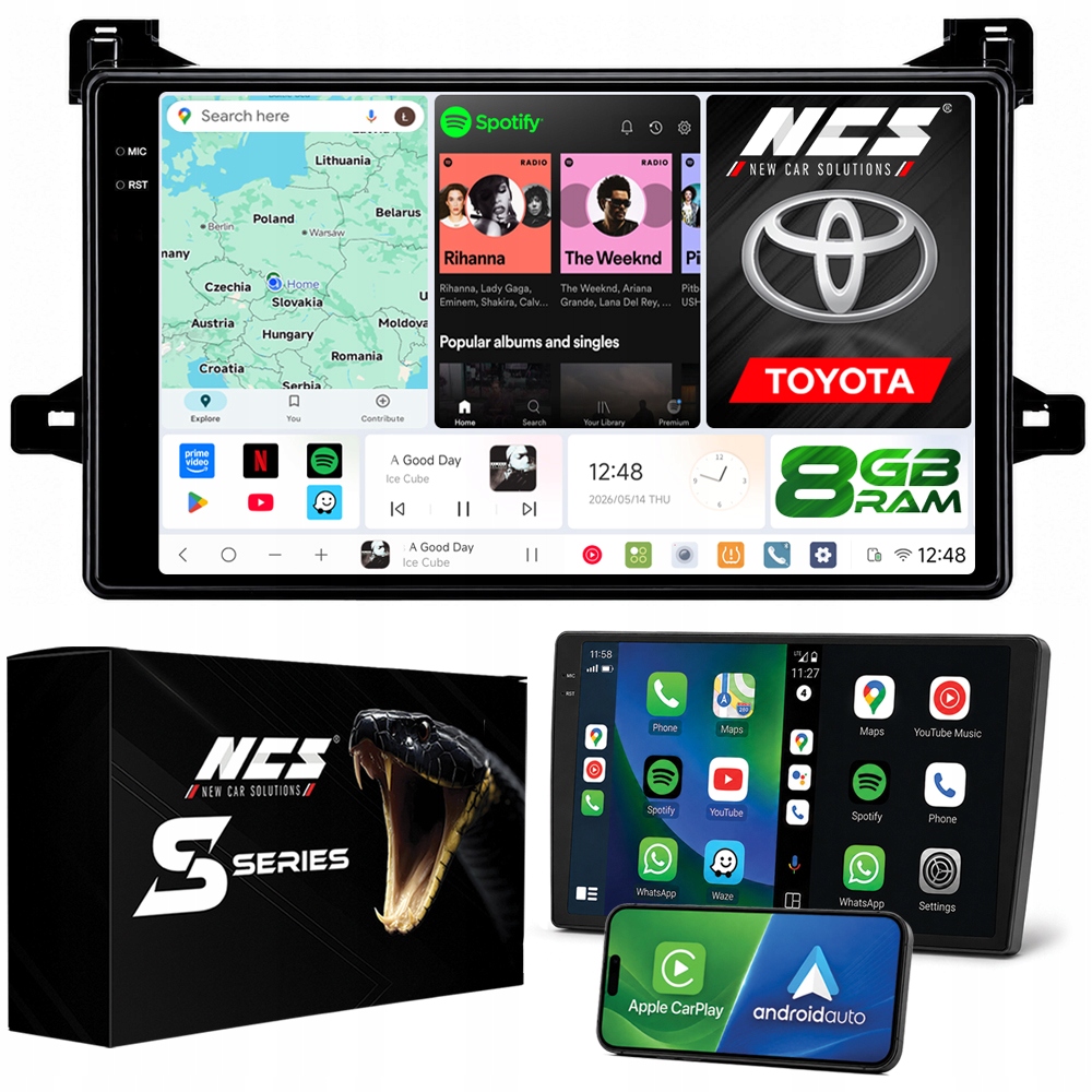 Rádio Navigace Ncs DS9 Toyota Prius IV 2016-2020 Android 8GB Lte 9″