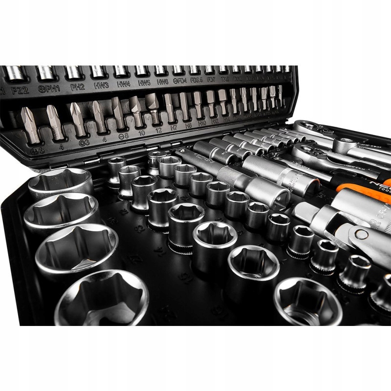 NEO ZESTAW KLUCZY NASADOWYCH 110e 1/2" 1/4" TORX BITY SATYNA WAL Marka Neo Tools