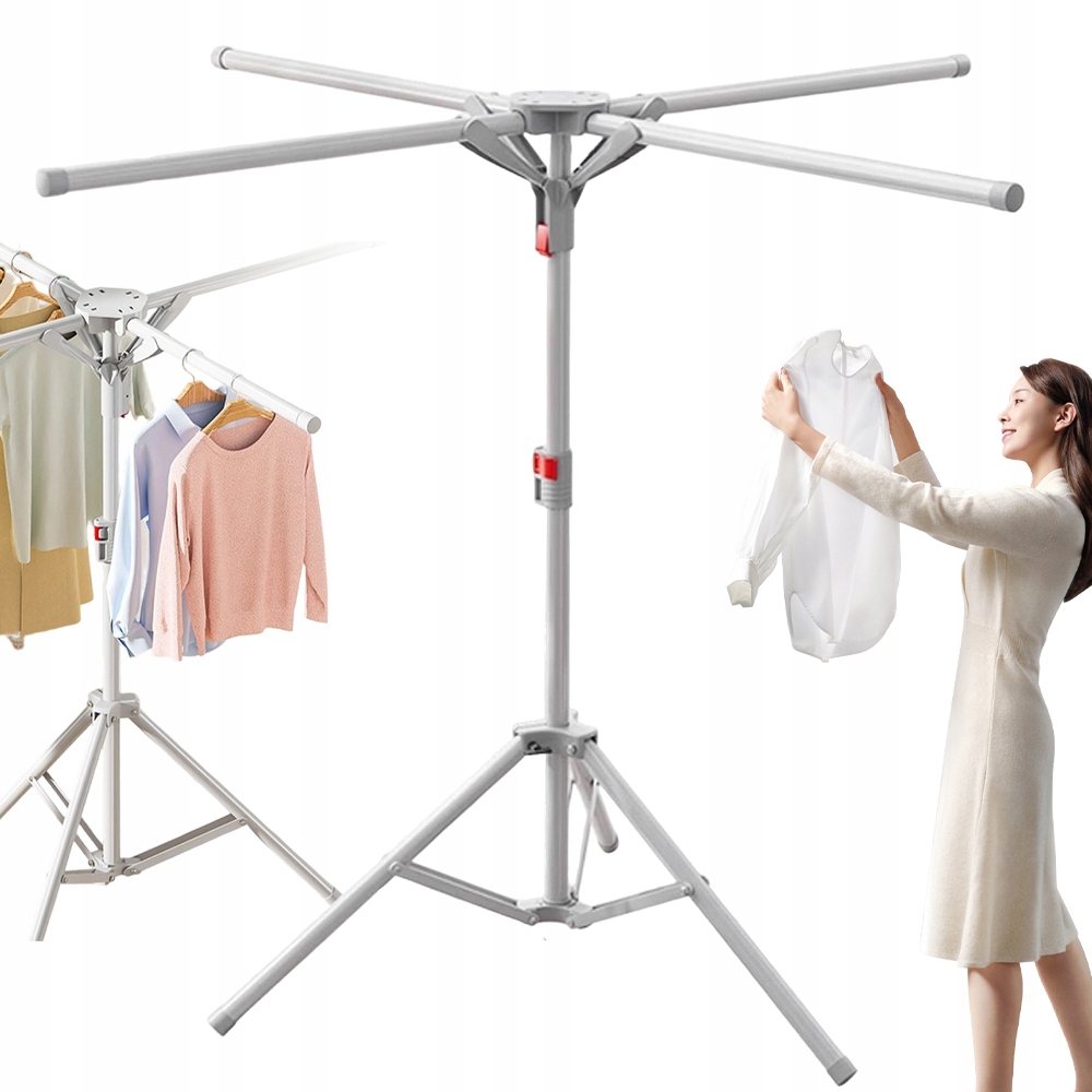 Levně Skládací Sušák Na Oblečení 4 Křídla Otevíratelný Ve 3 Krocích