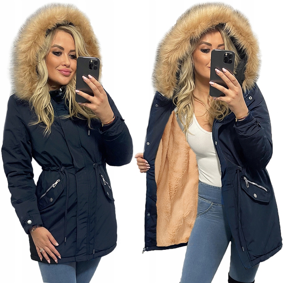 Klasická Zimní Parka, Teplý Dámský Kabát Na Medvídkovi S Kožíškem