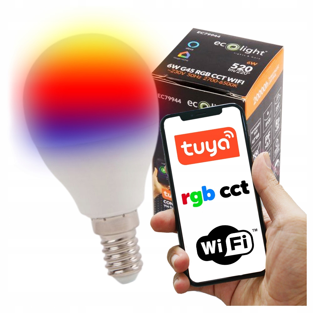 

Żarówka Led Rgb Cct E14 6W Wifi Smart Tuya Eco
