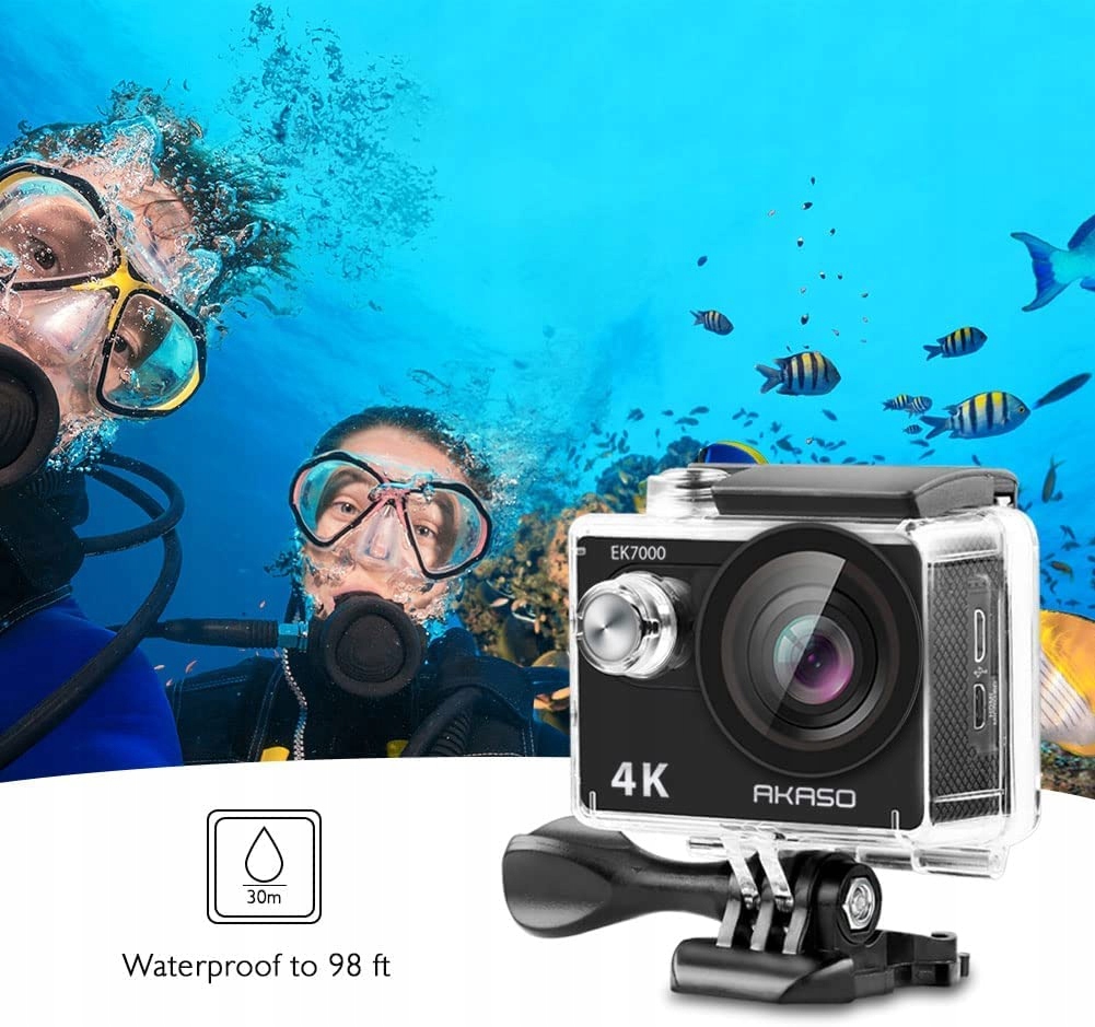AKASO Kamera Sportowa 4K 30FPS 20MP Podwodna Szerokokątna WiFi LCD — miniatura 4