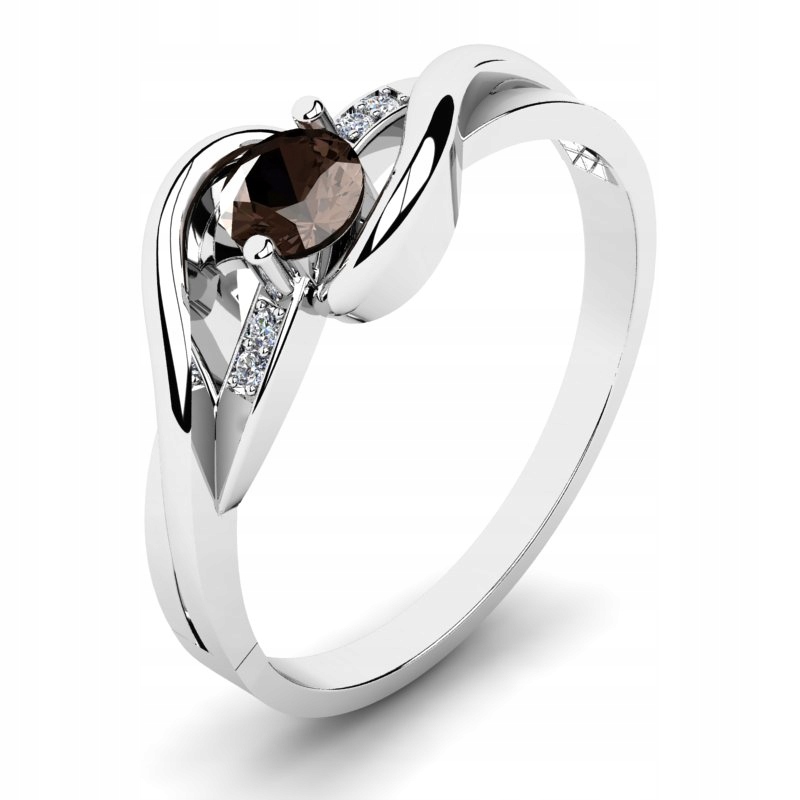 

Pierścionek Z Białego Złota Kwarc Z Brylantami