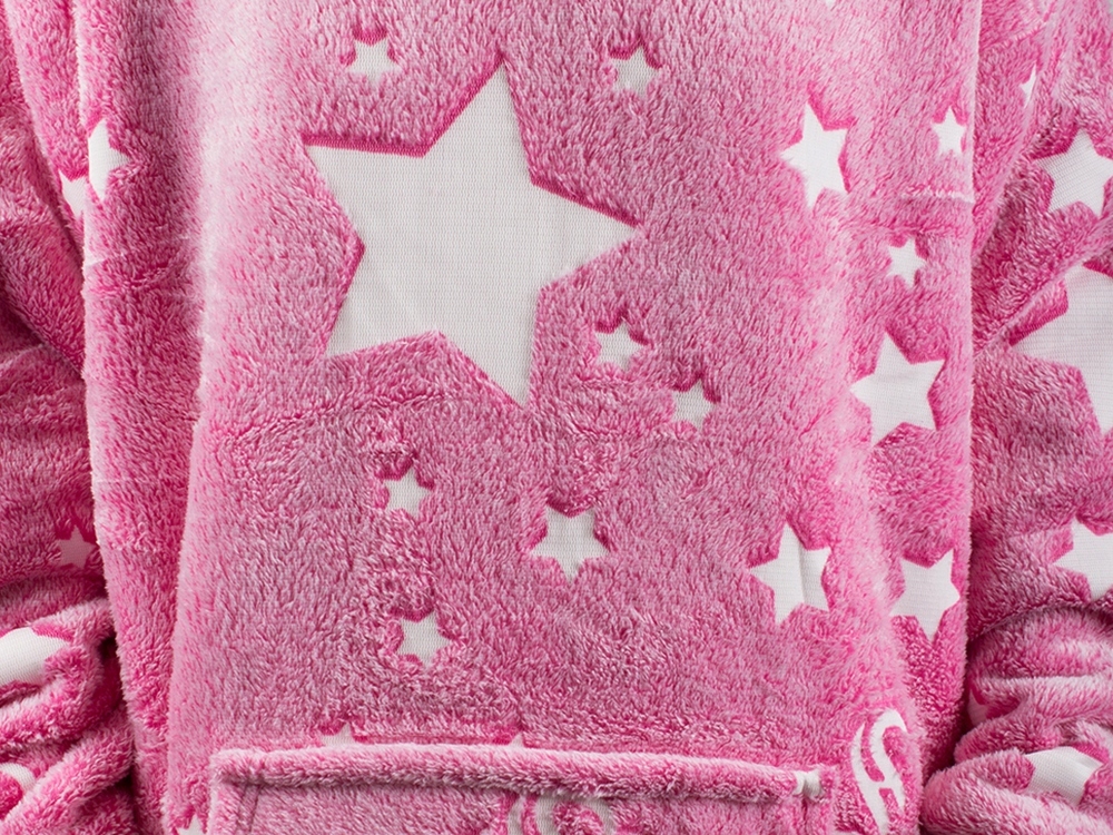 CIEPŁA BLUZA KOC OVERSIZE RÓŻ GWIAZDKI ŚWIECĄCE Kolor różowy
