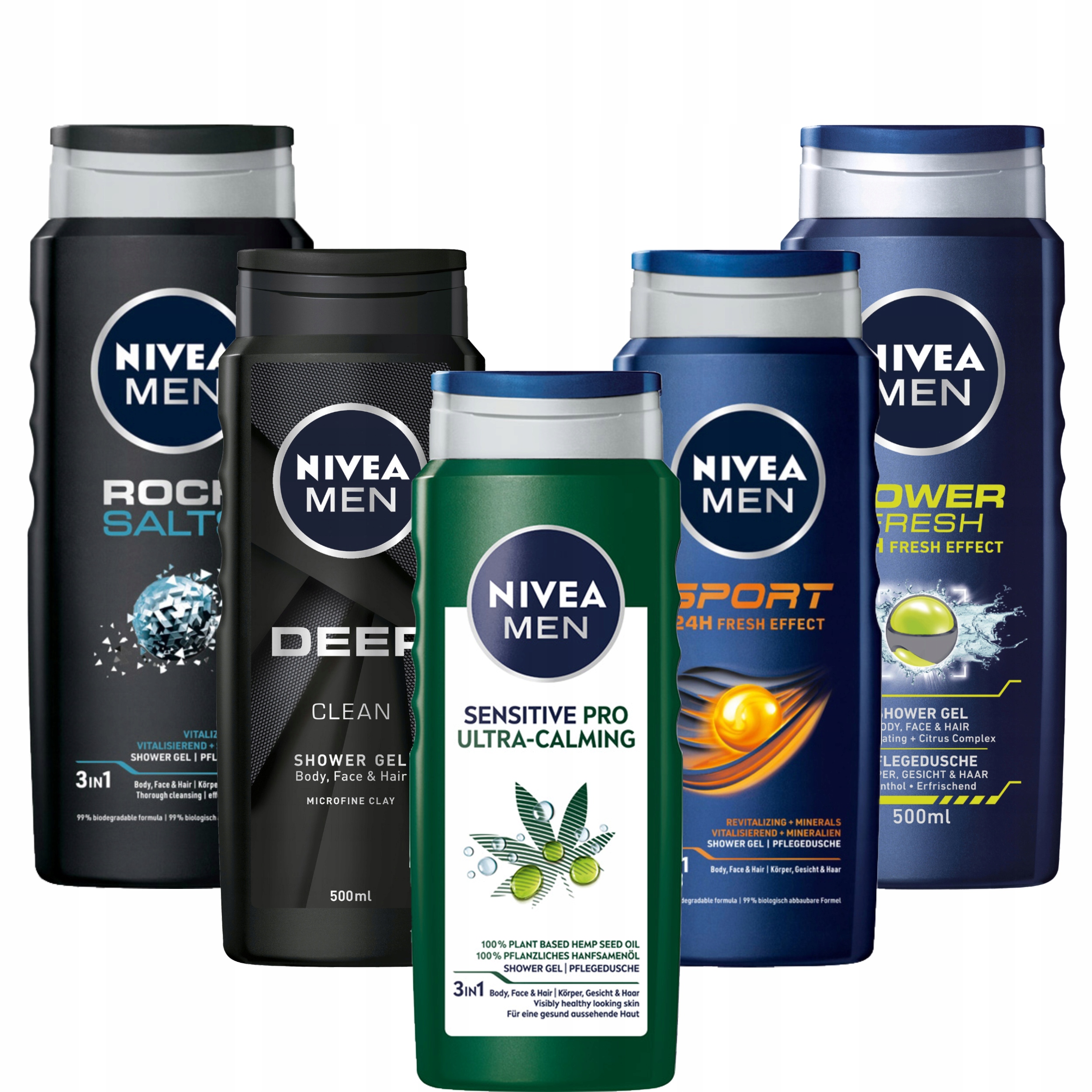 

Nivea Men x5 żel pod prysznic męski zestaw 500ml