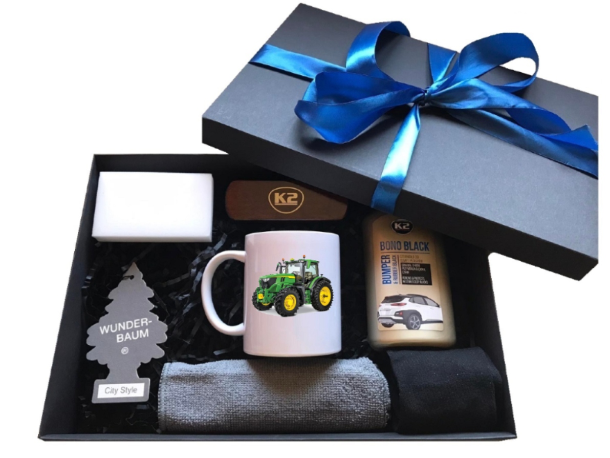 Sada dárek hrnek box pro farmáře řidiče John Deer vychytávky traktor