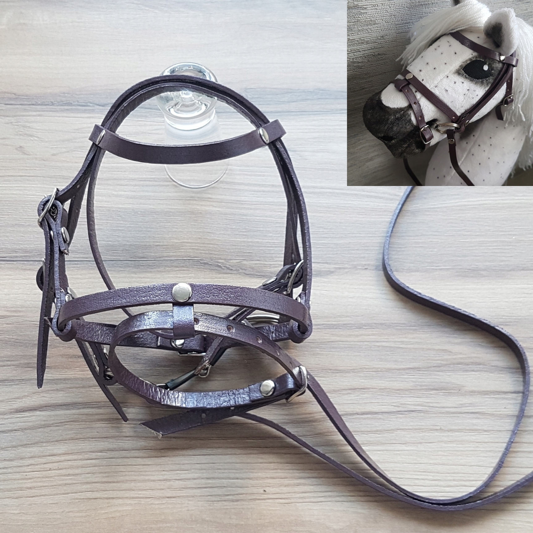 Ohlávka anglická pro hobby horse Fialová L nastavitelná