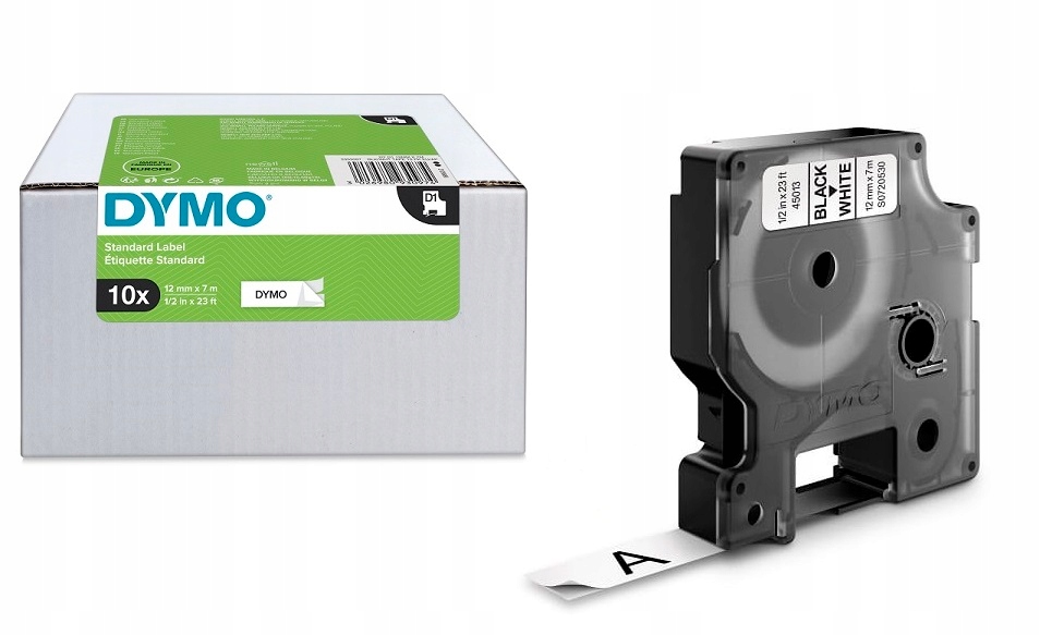 Dymo Balíček 10x biela páska D1 12 mm čierna potlač 45013 viacbalenie Originál