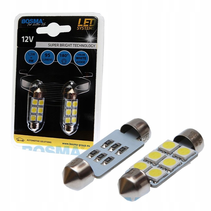 

Bosma Led 12V SV8,5 10X39 6XSMD Biała 2SZT