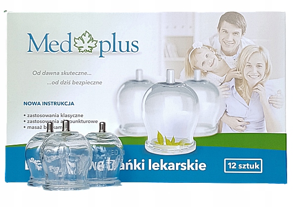 Bańki bezogniowe lekarskie szklane Med plus 12 szt.