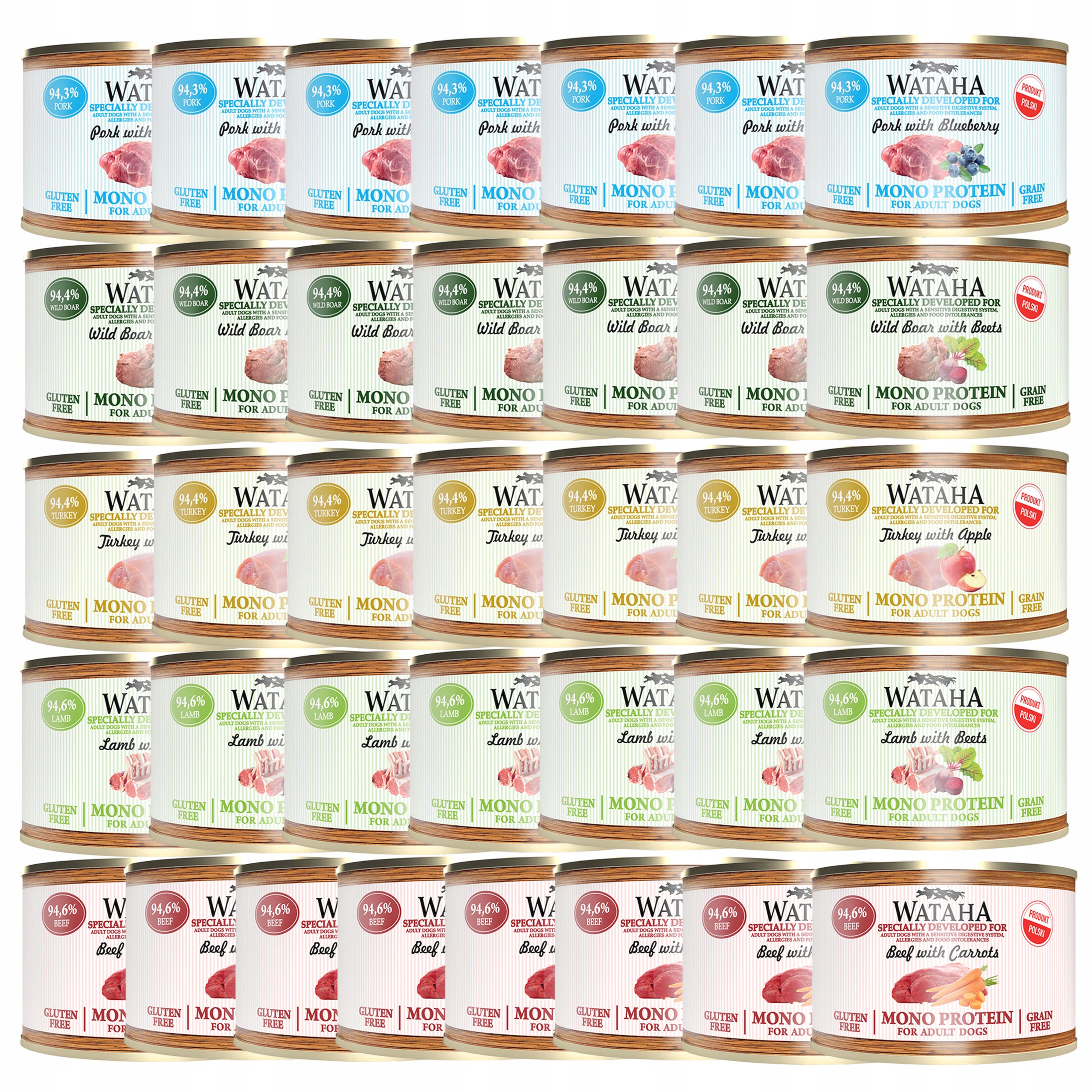 Wataha Mono Protein Adult krmivo pro psy mix chutí 36 x 185 g