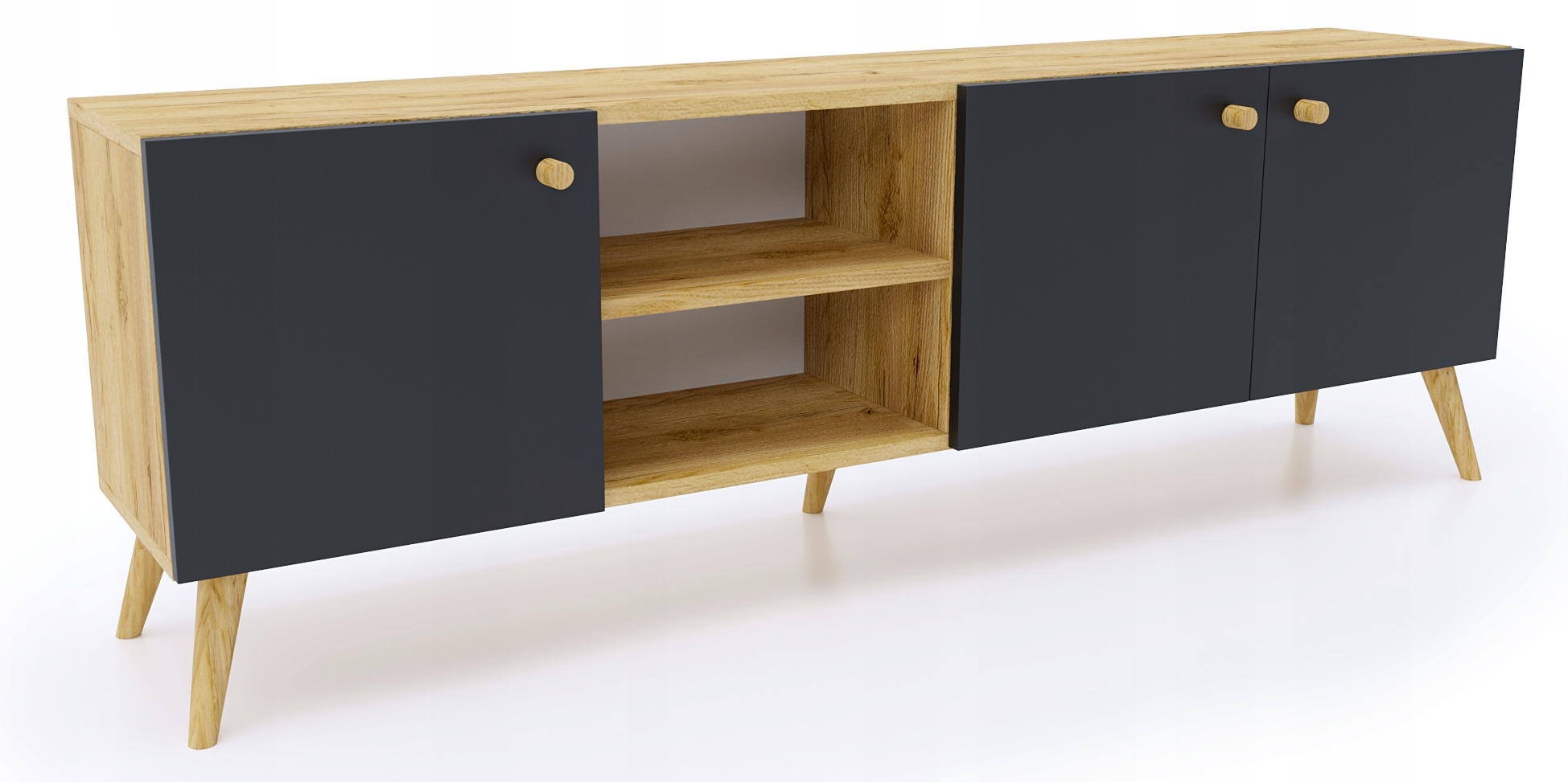 

Szafka Rtv Tv komoda dąb czarna Skandynawski 160CM