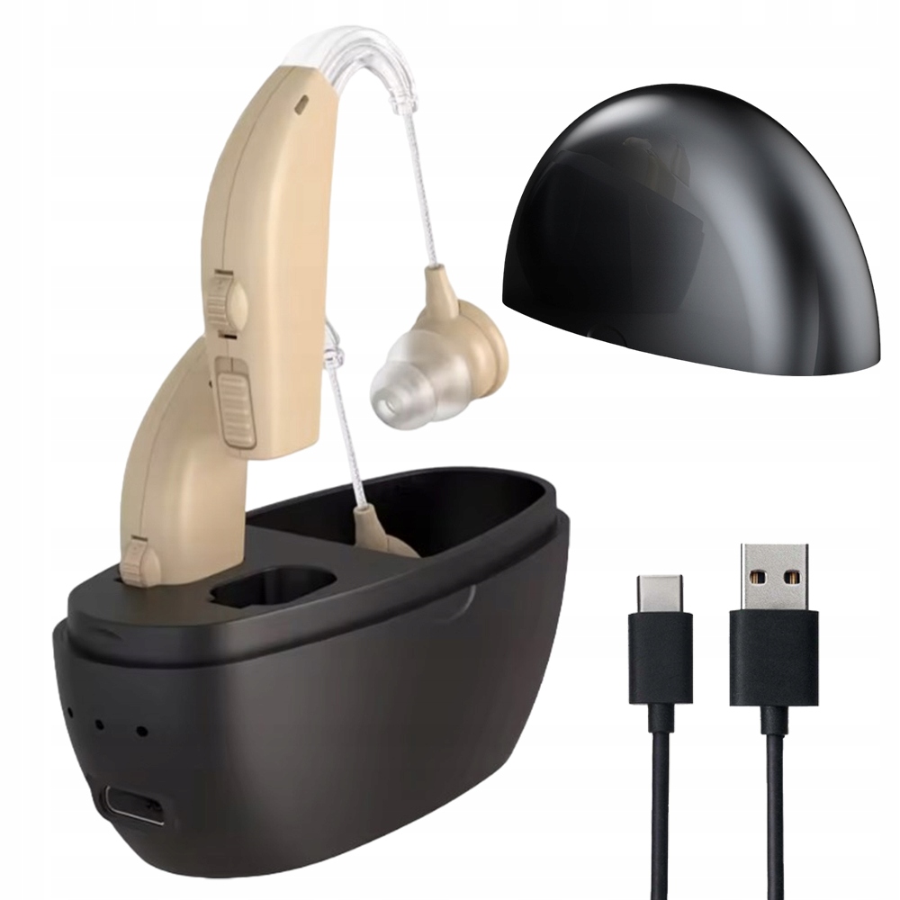 2SZT Aparat Słuchowy Na Akumulator Z Ładowarką Dla Seniorów L/r