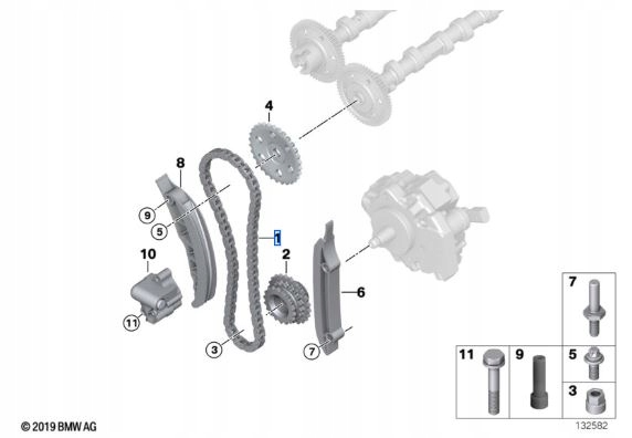 ŁAŃCUCH ROZRZĄDU OE BMW M57N M57N2 11318506869 ASO Producent części BMW OE