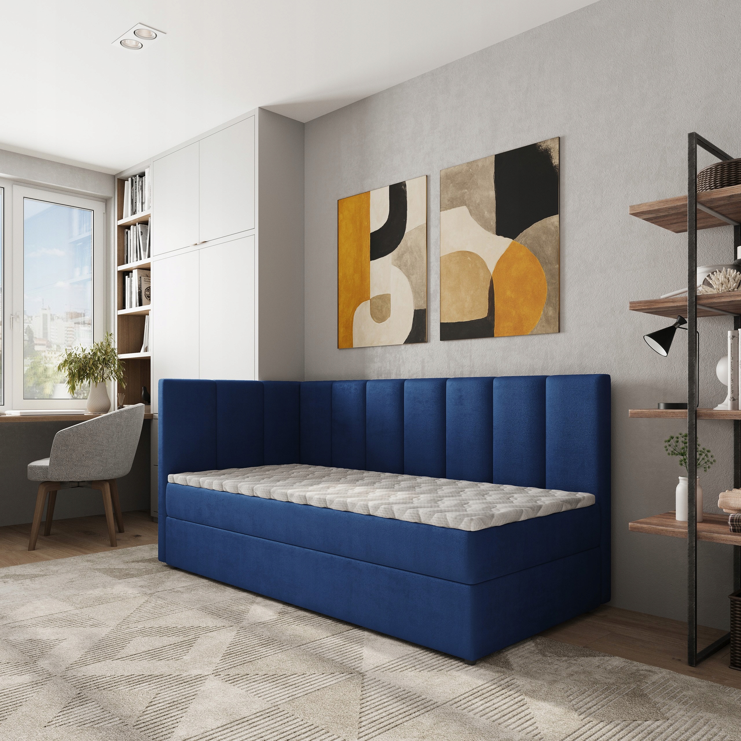 Jednolůžko Beve 100 x 200 cm s matrací Komfortní modrá