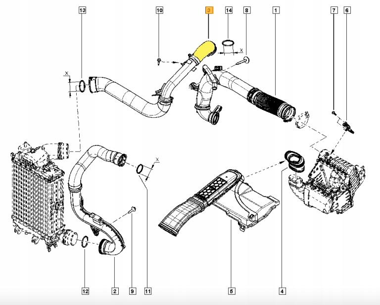 INTERCOOLERA WAZ PRZEWOD RENAULT ESPACE V TALISMAN Part manufacturer Other