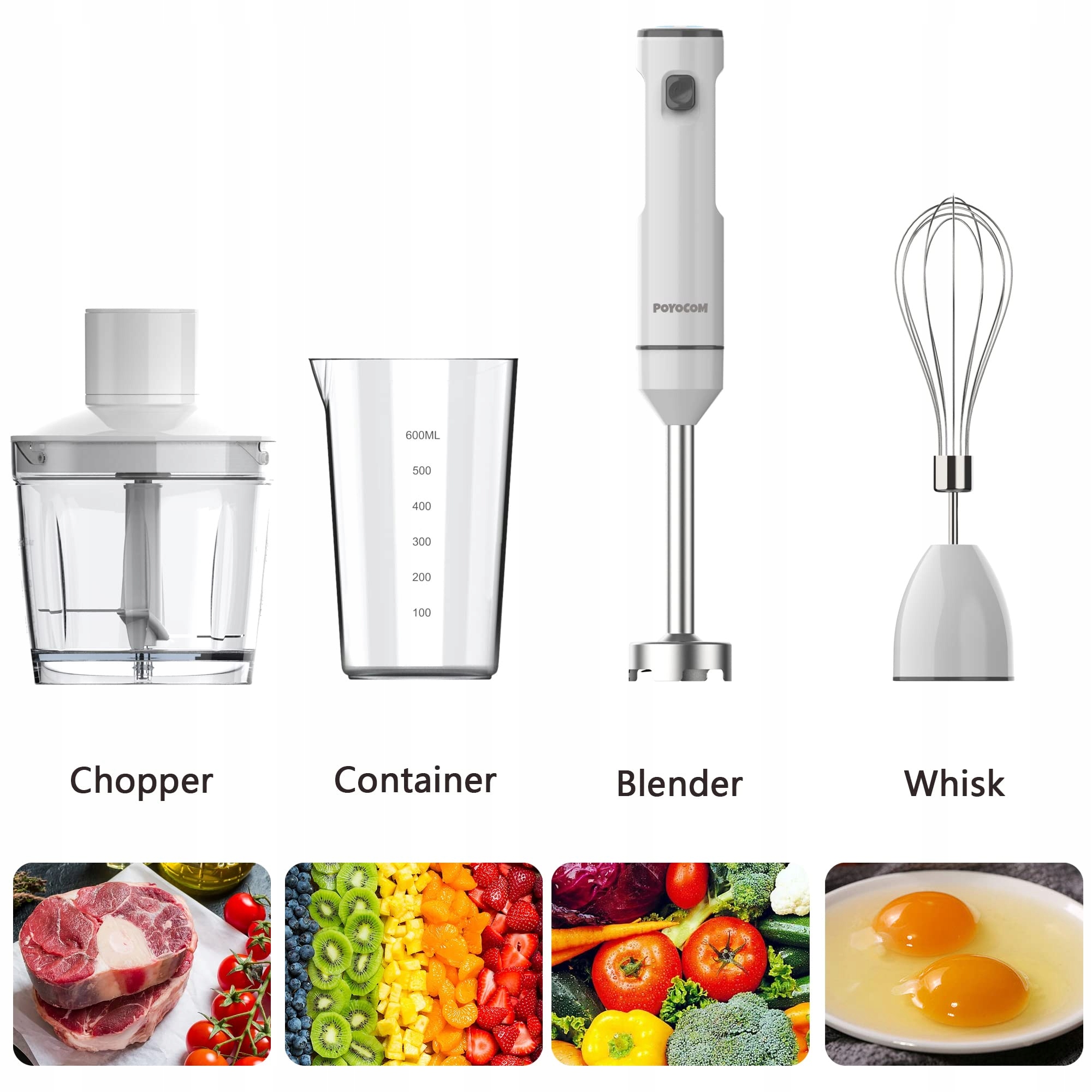 POYOCOM Bezprzewodowy Blender Ręczny Z Akumulatorem Do Smoothie I Zup — miniatura 3