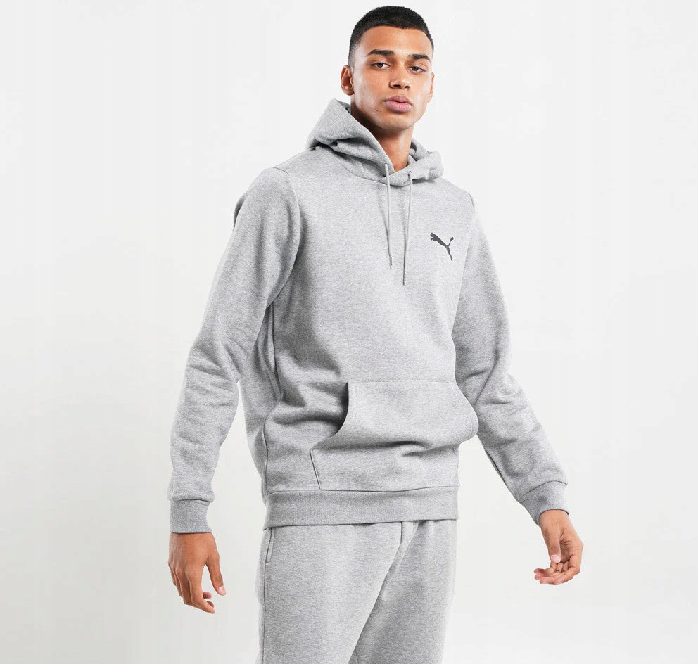 3235 Pánská Mikina Puma Klokanka S Kapucí Bavlněná Sportovní Šedá M