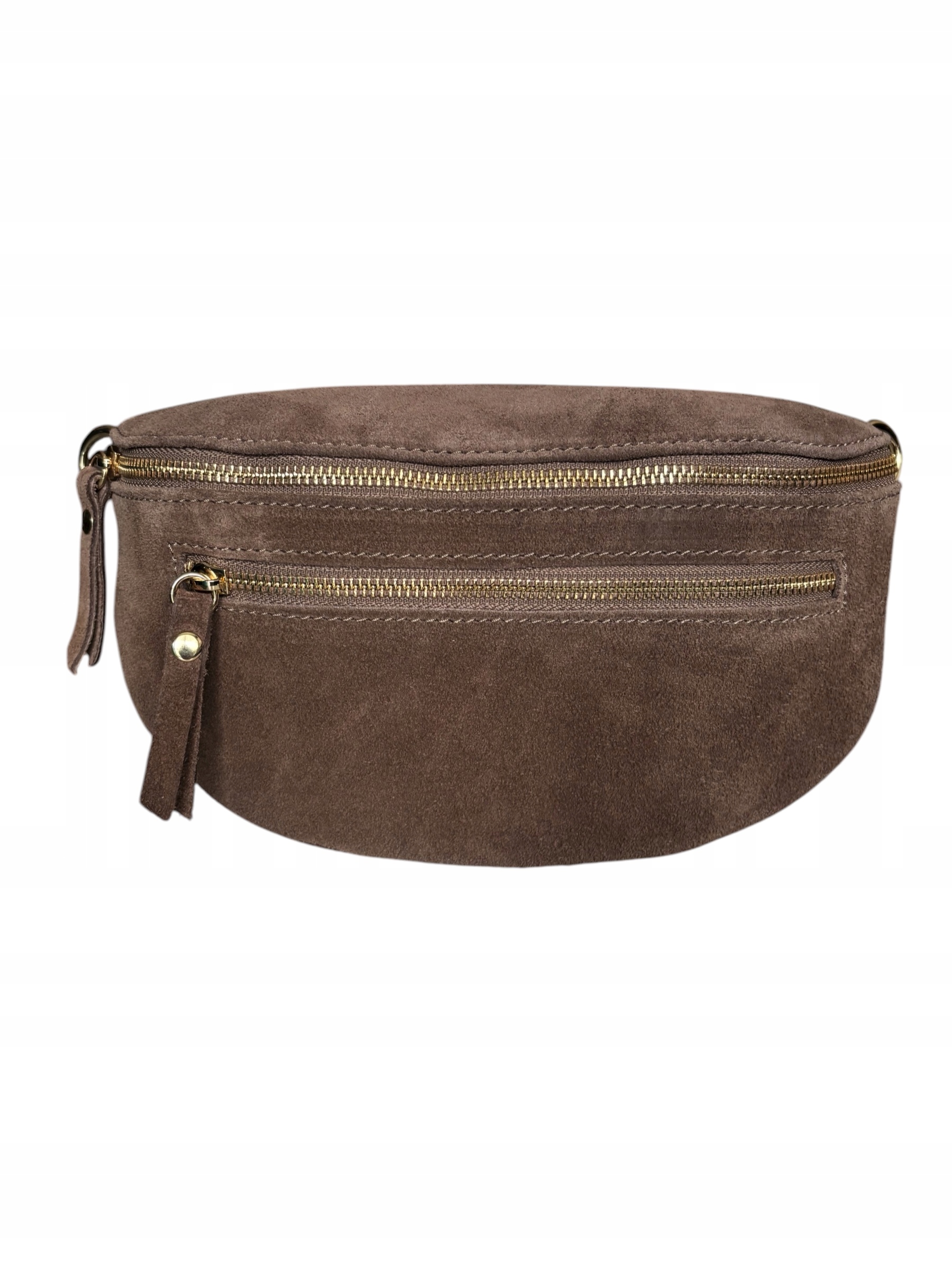 Nerka saszetka damska Vera Pelle biodrowa Skóra Zamsz Taupe