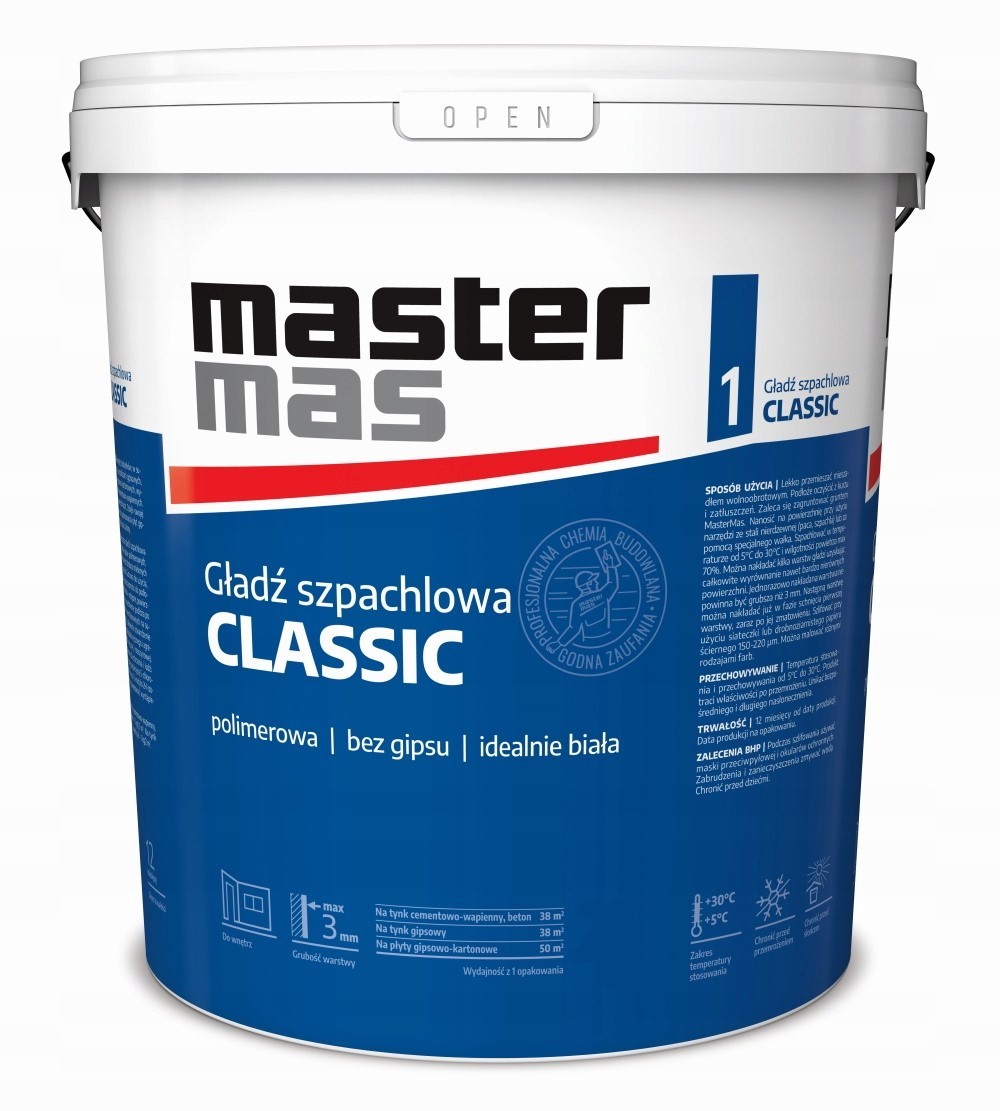 Gotowa Gładz Master Mas Masa Szpachlowa 25KG 10 Wiader