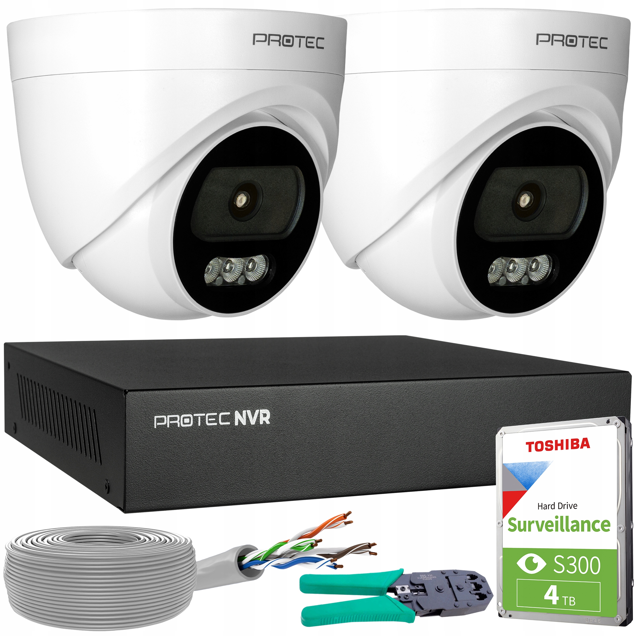 Sada pro monitorování 2 Ip kamer 4Mpx PoE Kopulový vnitřní mikrofon Hdd