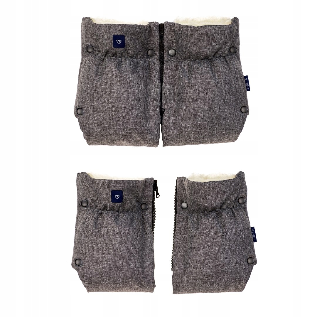 Zaffiro Mufki Do Wózka Dwuczęściowe Wełna Melanż Szary