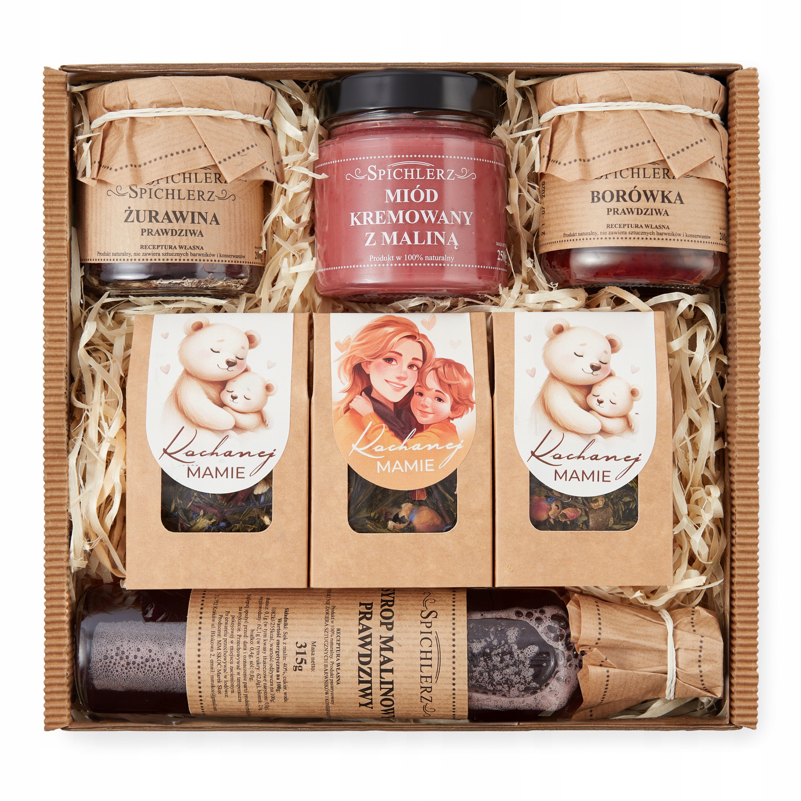 Dárek ke Dni Matek sada čajů Sirup med Zavařenina brusinky Box