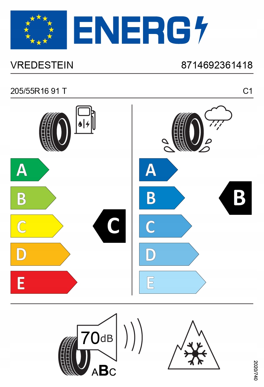 1x VREDESTEIN 205/55R16 91T Wintrac zimowe Sezon zimowe