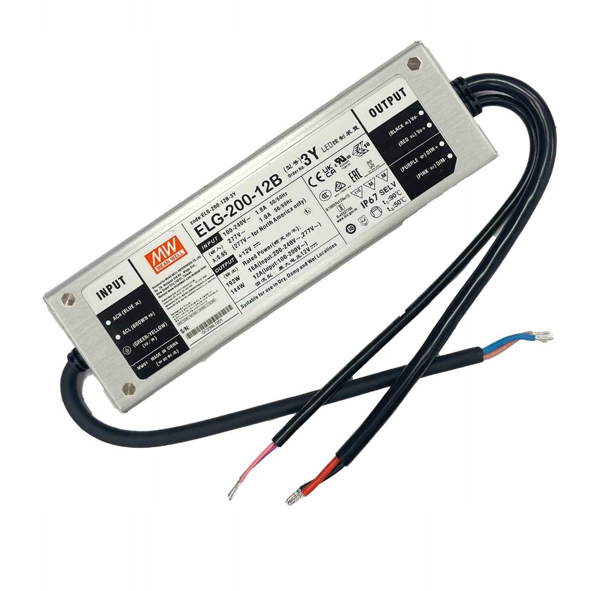 Mean Well ELG-200-12B-3Y napájecí zdroj 192W 12V 16A
