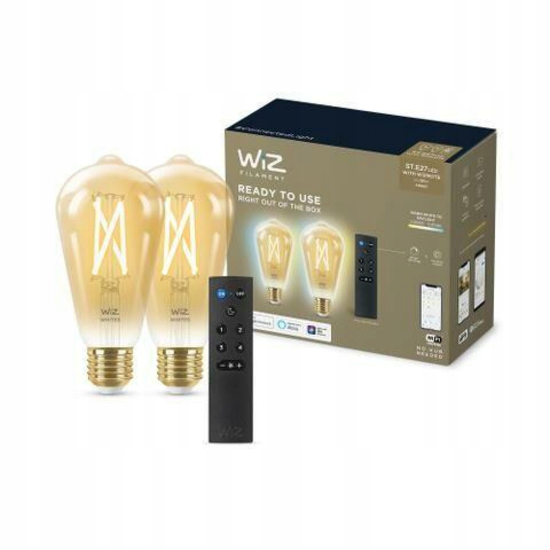 WiZ Set 2x Led žárovka E27 ST64 Filmant amber 6,7W (50W) 640lm 2000-5000K I