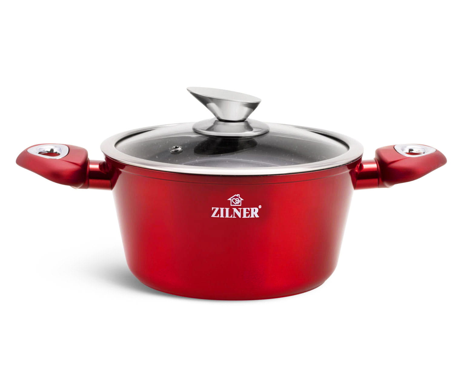 GARNKI Z POWŁOKĄ GRANITOWĄ 15 ELE. CHERRY RED Materiał aluminiowe