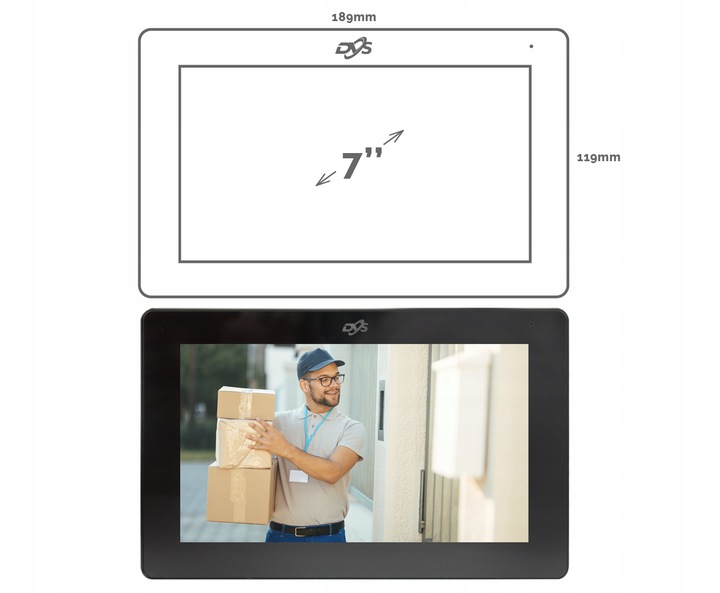 Wideodomofonu Monitor DVS dotykowy TFT LCD 7” P2P Waga produktu z opakowaniem jednostkowym 2 kg