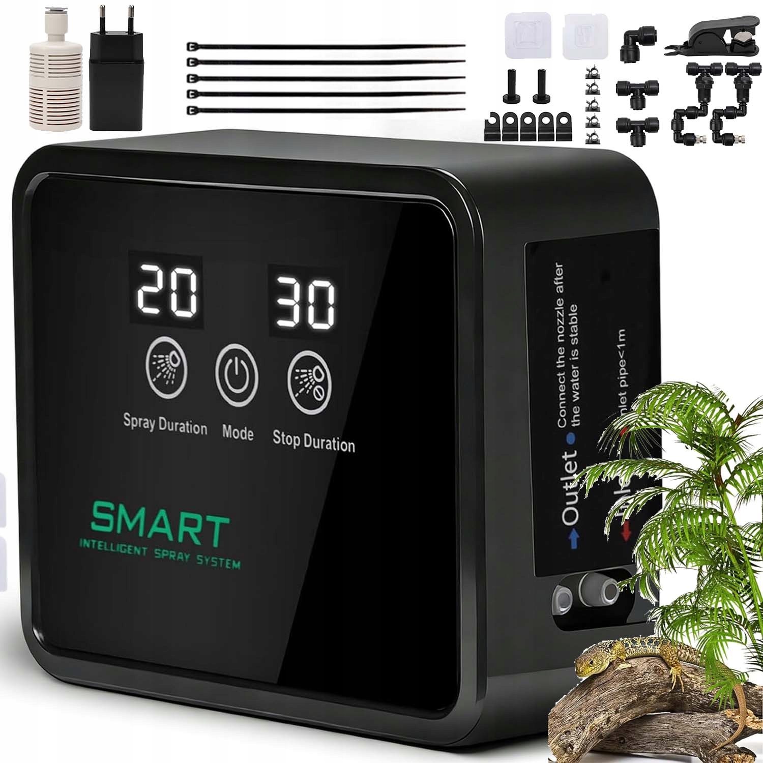 Levně Automatický Zavlažovač Tropické Nastavitelné Trysky 360° Pro Plazy Obojživelníky Agama