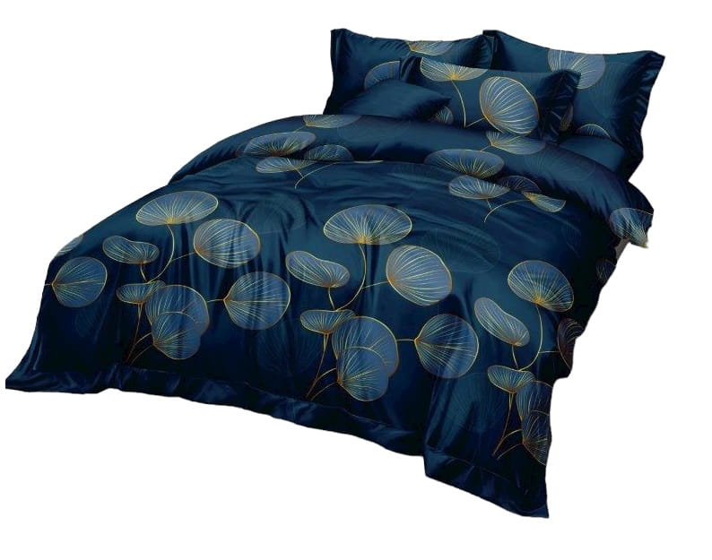 KOMPLET POŚCIELI 3D 160x200 GRANATOWE LIŚCIE 2408
