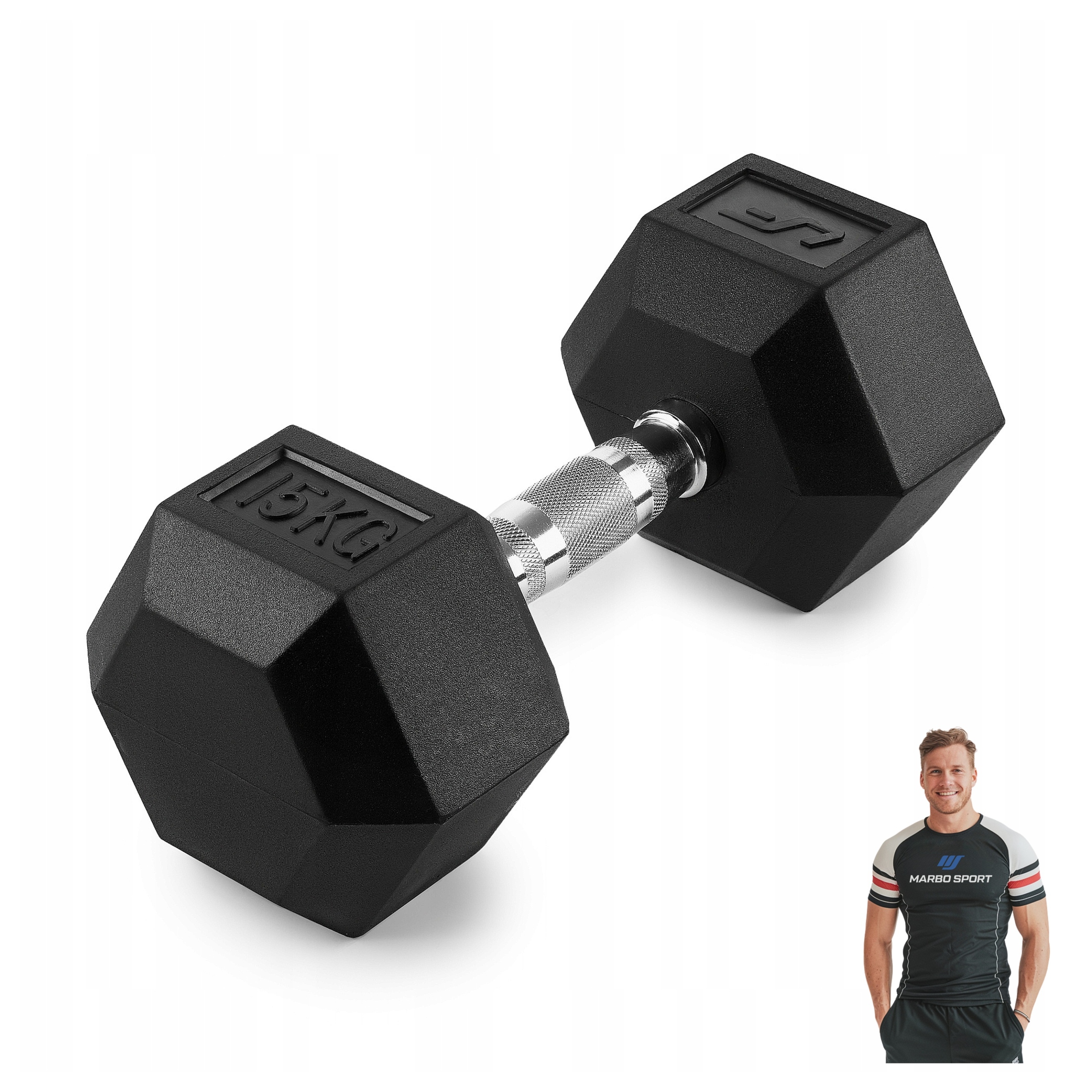 Litinová pogumovaná činka Hex 15 kg UpForm