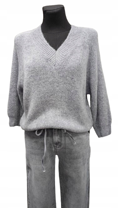 Svetr Milý S Mohérem Lili-one SIZE-dekolt V šedý Premium Italia