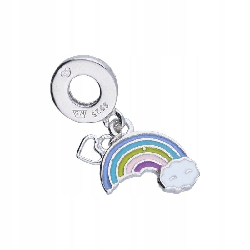 Stříbrný přívěsek na náramky 925 Barevný smalt Duha Obláček 3.14 g