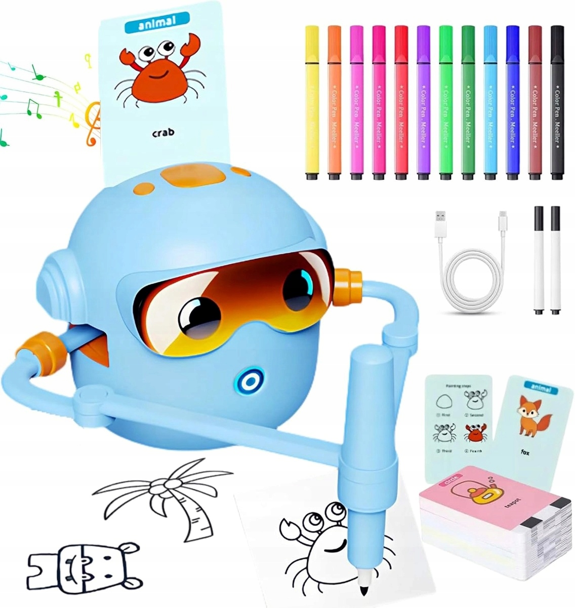 EDUKACYJNY ROBOT DO NAUKI RYSOWANIA KART ANGIELSKIEGO Czytnik INTERAKTYWNY