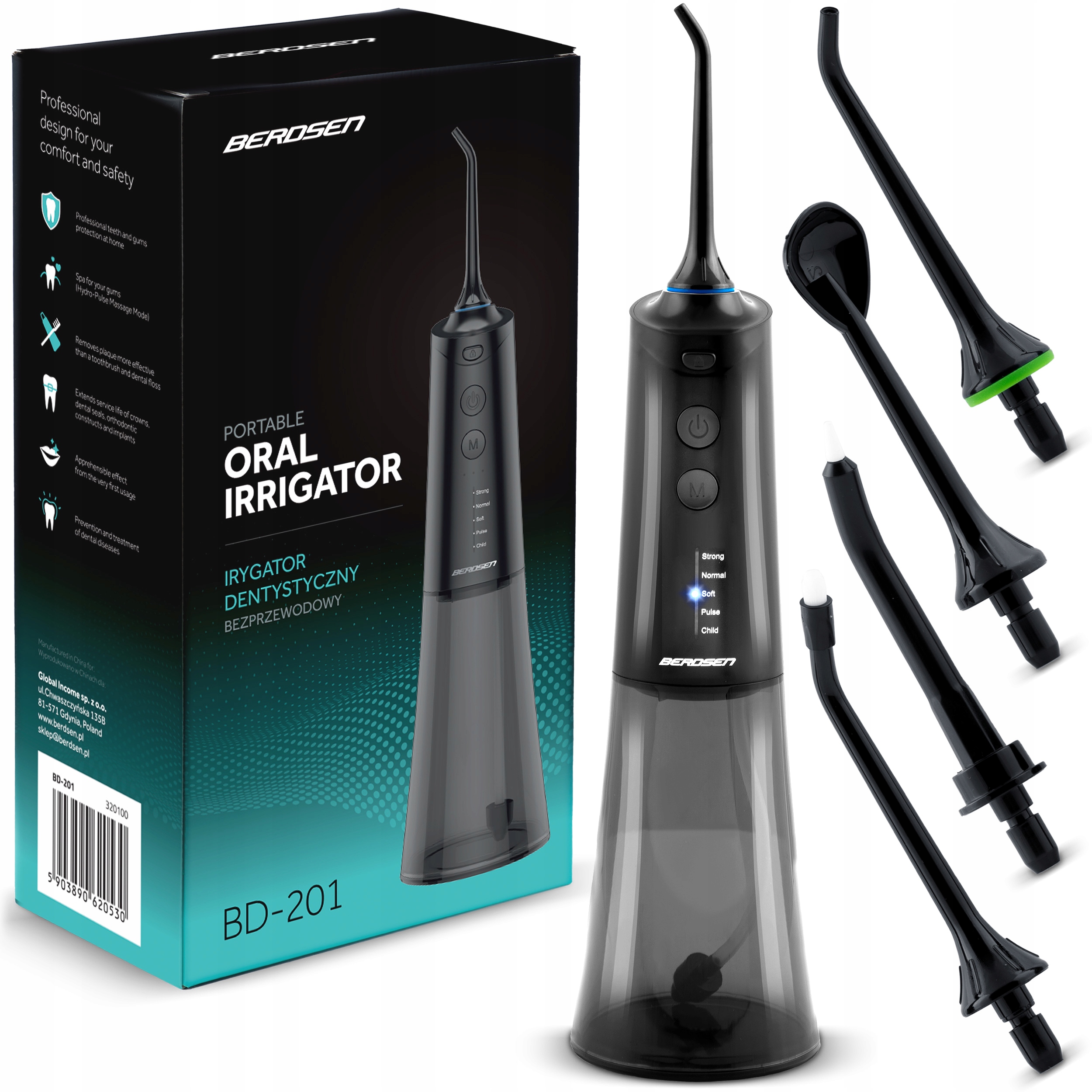 Irygator Do Zębów Dentystyczny Bezprzewodowy 5 Trybów 5 Końcówek