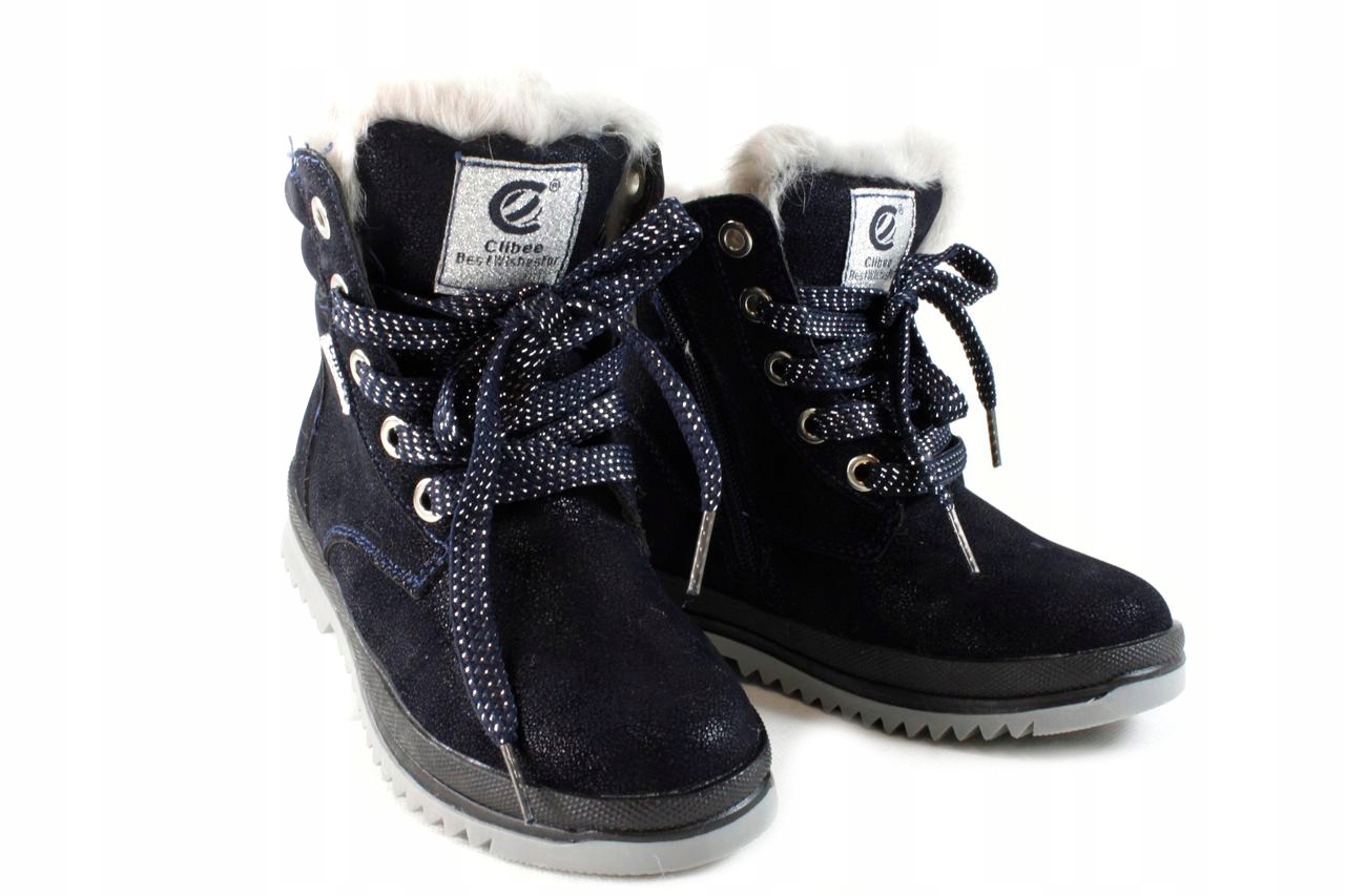 CLIBEE H182 BUTY ZIMA GRANAT ZAMEK WIĄZANE EKO r30