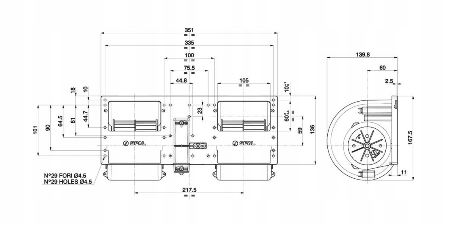 Dmuchawa wentylator SPAL 006 B46 22 24V Part manufacturer Spal