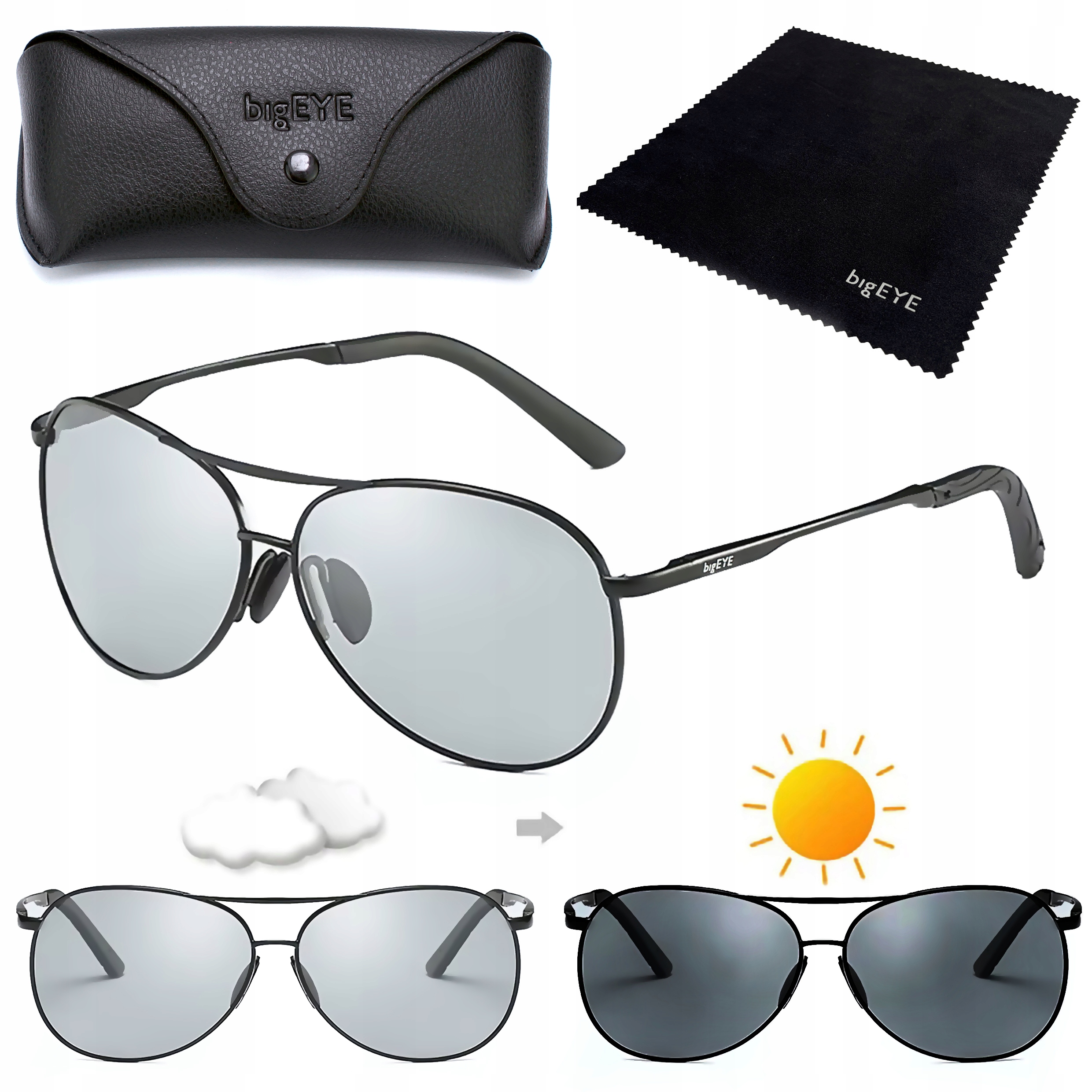 Fotochromatické Sluneční Brýle Aviatorky Pilotky