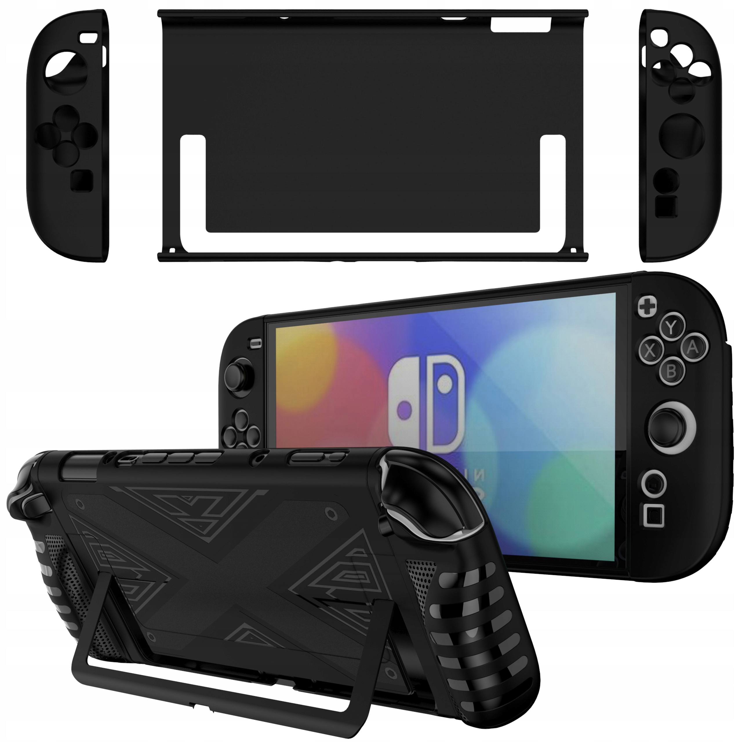 Etui do Nintendo Switch 2 2025 silikonowe KICKSTAND 3-częściowe podstawka