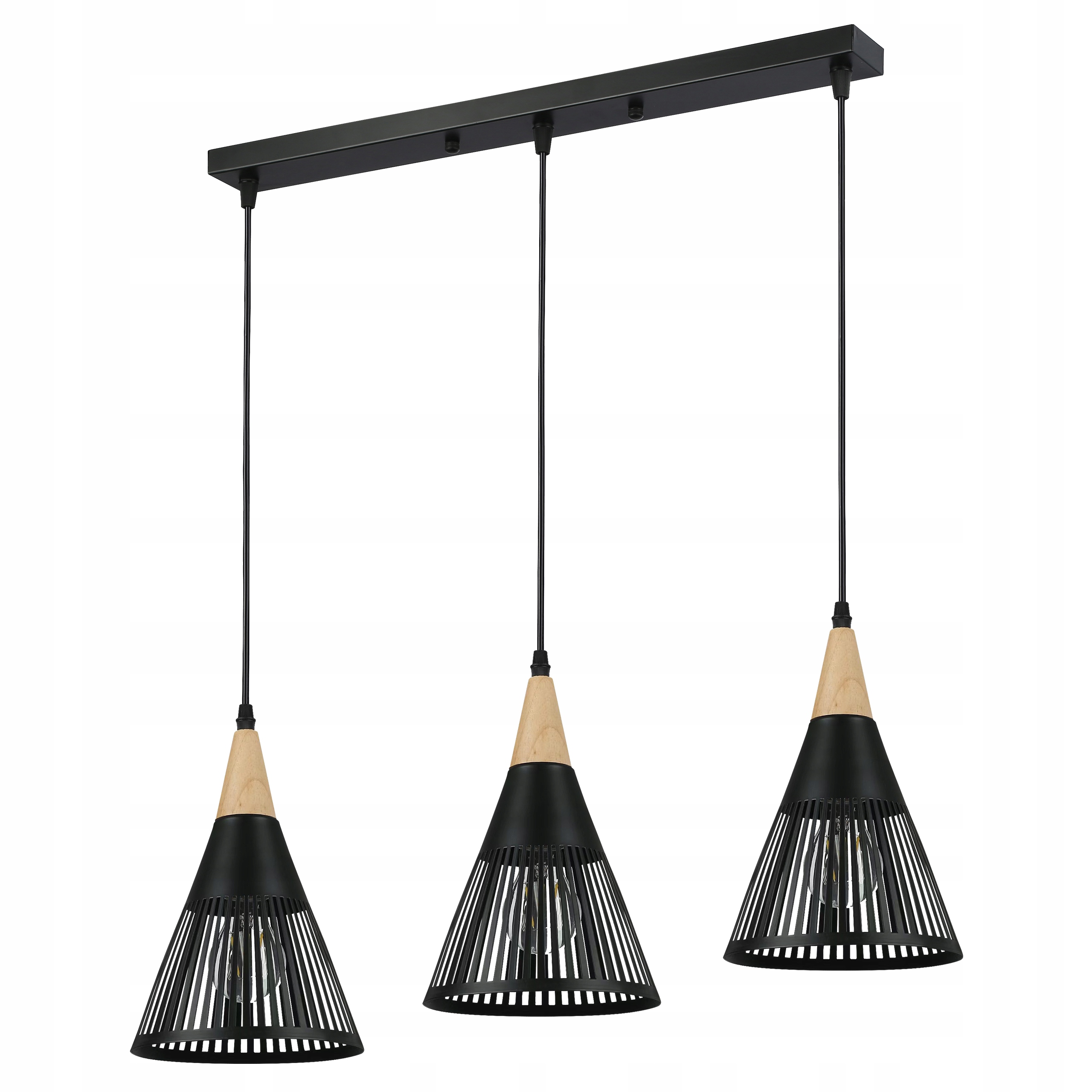 Lampa sufitowa wisząca żyrandol Led 3x E27 oprawa Loft Drewno