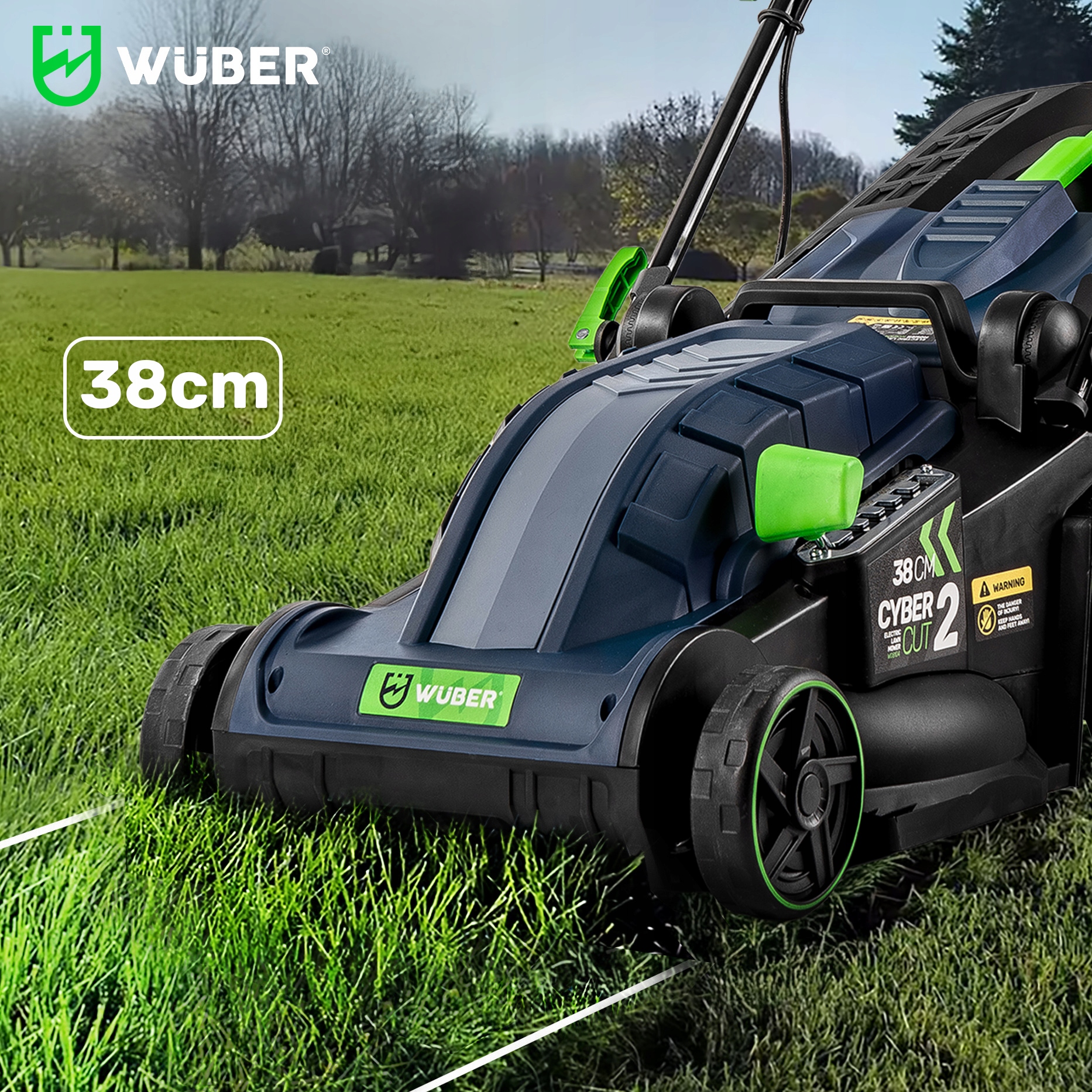 KOSIARKA ELEKTRYCZNA LEKKA MOCNA DO TRAWY Z REGULACJĄ DUŻY KOSZ WUBER Regulacja wysokości koszenia z regulacją