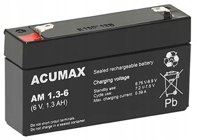 

Akumulator Bateria Agm Acumax Am 1,3 Ah 6 V 1,3-6