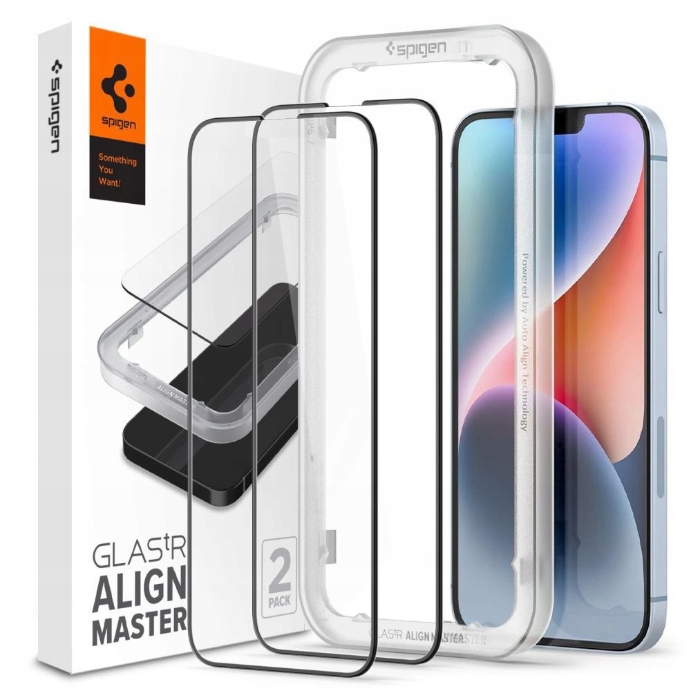 Szkło Spigen Alm Glass Fc na iPhone 13 13 Pro 14 16e 17e- 2 szt.