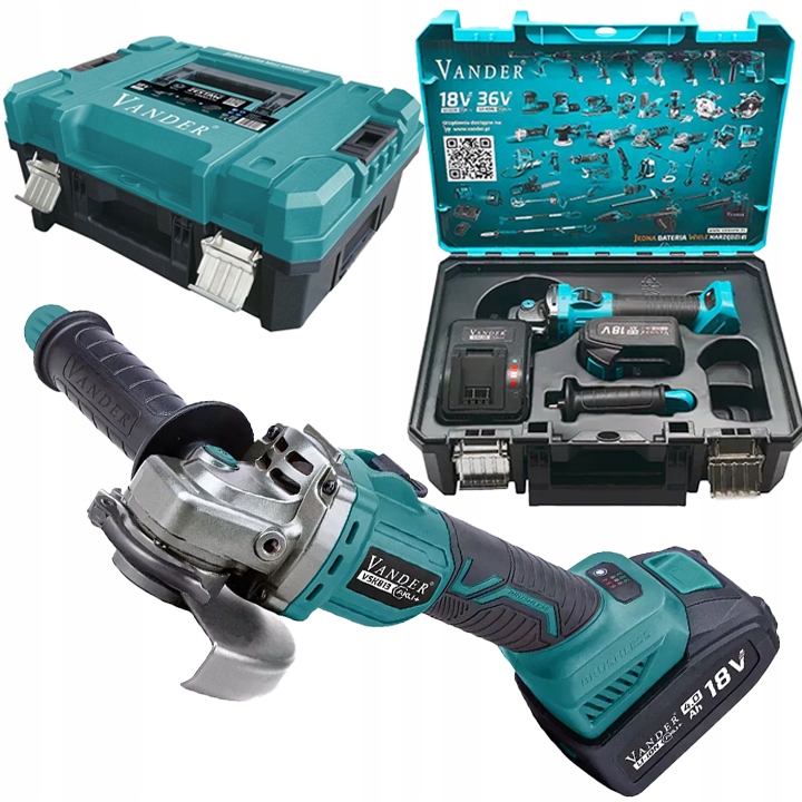 Szlifierka Kątowa 125mm Aku 4Ah 18V Walizka Regulacja Obrotów Vander VSK813