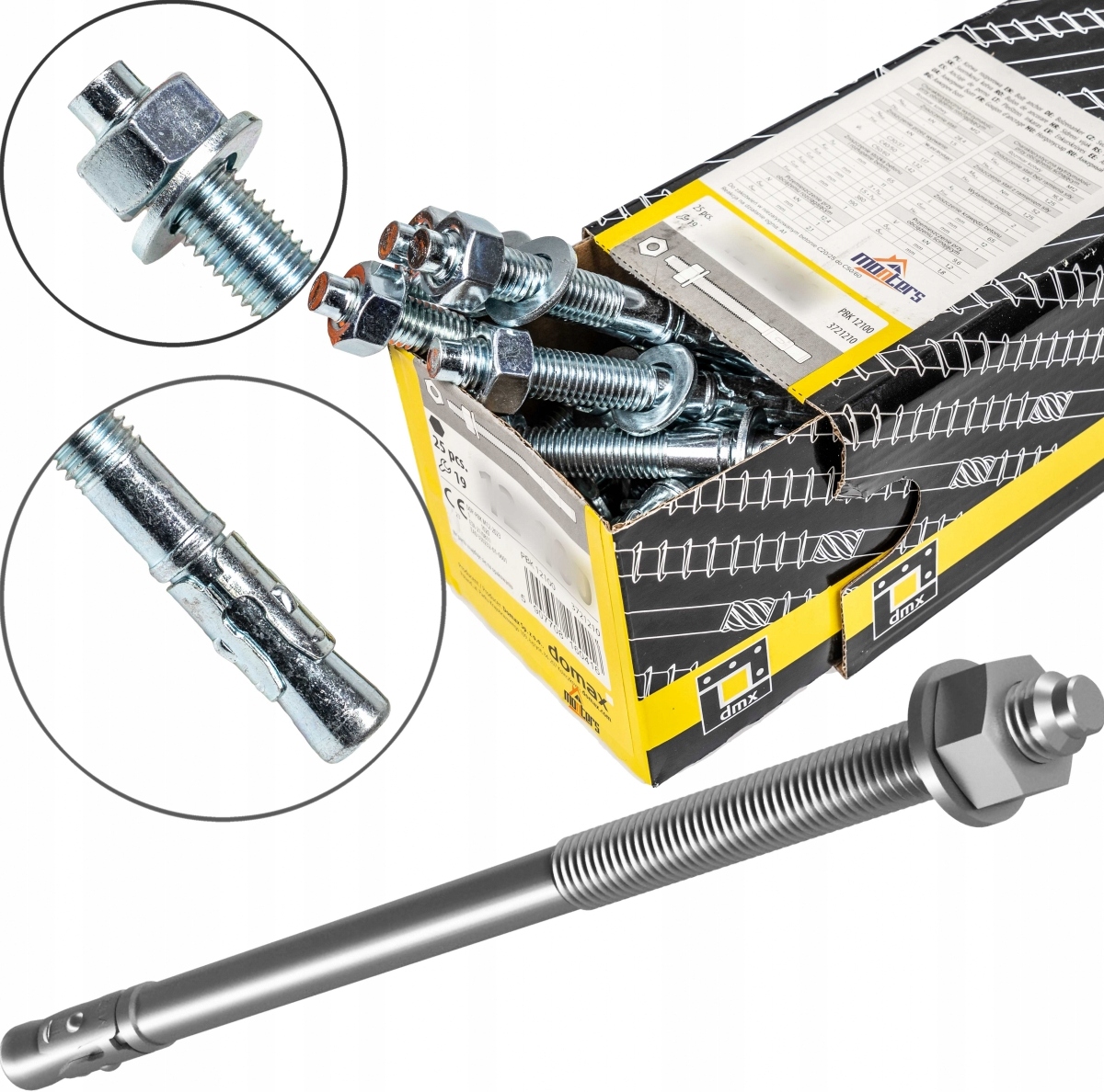 Kotwa do betonu M12x240 stalowa ekspresowa rozporowa pierścieniowa 20szt