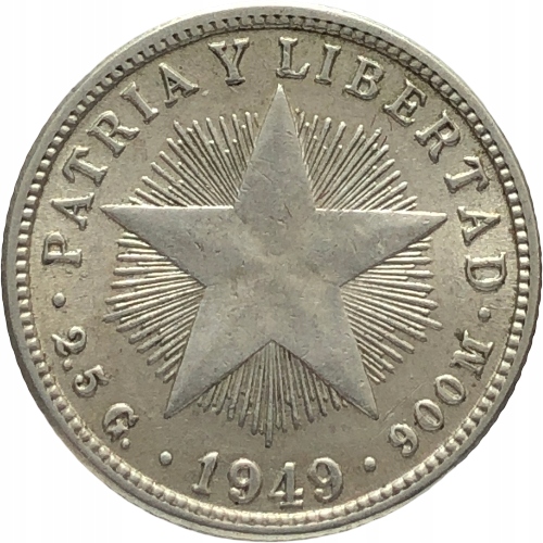 58907. Kuba, 10 centavo, 1949r. - Ag